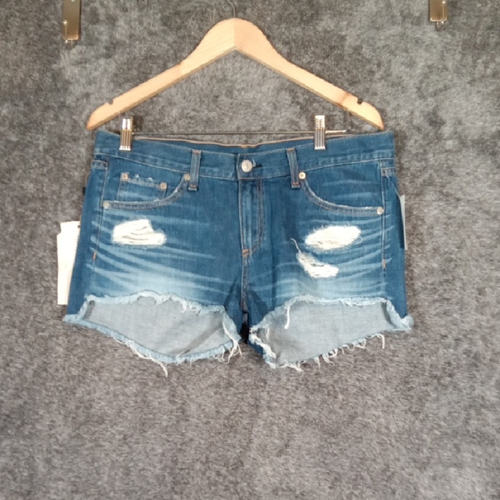 Rag & Bone Distressed Cut Off Shorts Frayed Hem Mid Rise Freeport Wash Sz 29